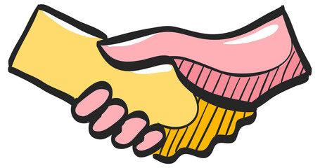 Handshake icon in color drawing. Business people agreement