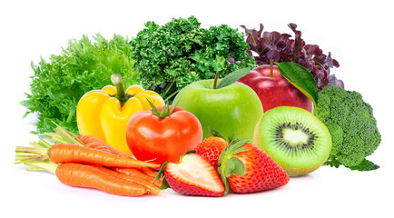 fruits and vegetables isolated on white background. © NIKCOA