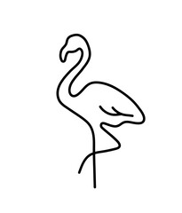Flamingo bird line art logo silhouette isolated on white background. hand drawn vector illustration