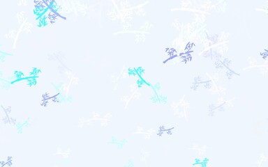Light Pink, Blue vector doodle backdrop with branches.