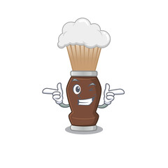 Caricature design concept of shaving brush with funny wink eye