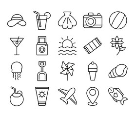 bundle of summer vacations set icons