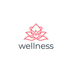 Wellness Simple Line Flower Premium Logo Design