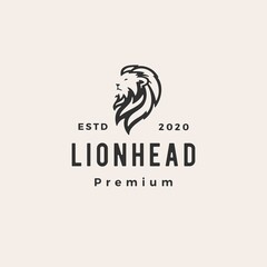 lion head hipster vintage logo vector icon illustration