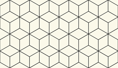 Seamless geometric pattern. Cubic hexagon texture. Rhombus mesh background.