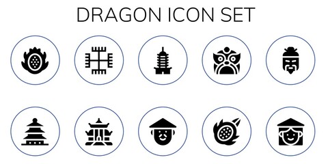 Modern Simple Set of dragon Vector filled Icons