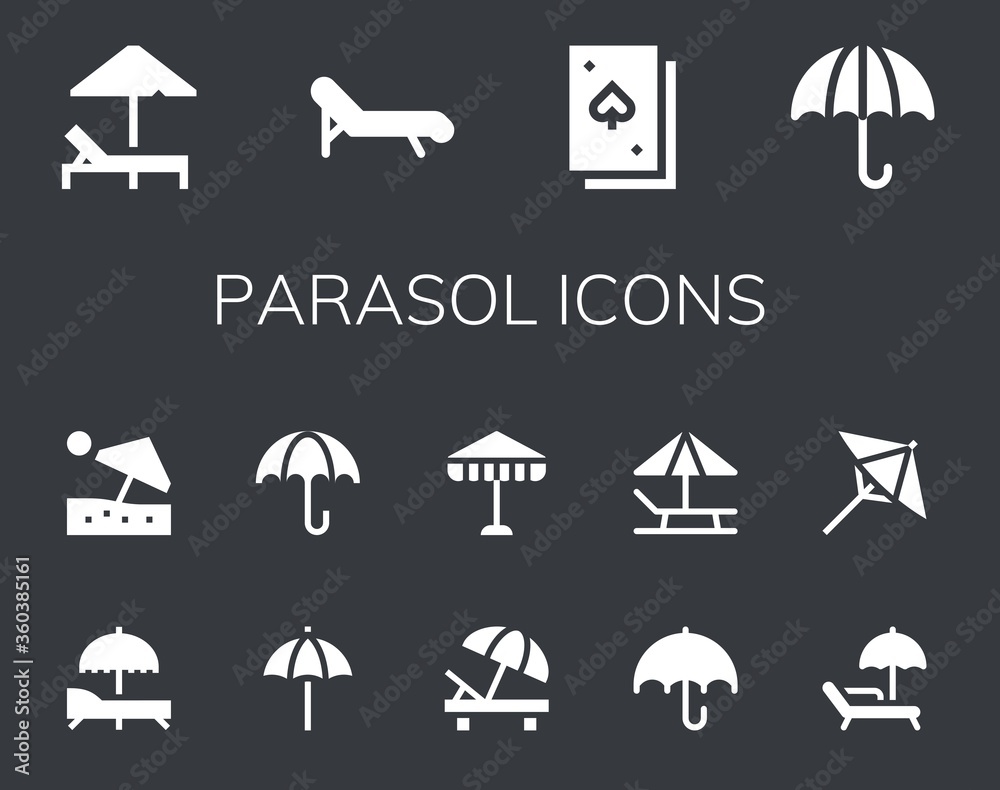 Poster parasol icon set