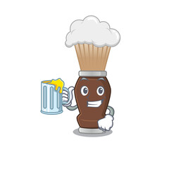 A cartoon concept of shaving brush toast with a glass of beer