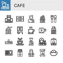 cafe simple icons set
