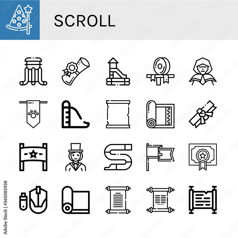 Wall mural scroll simple icons set