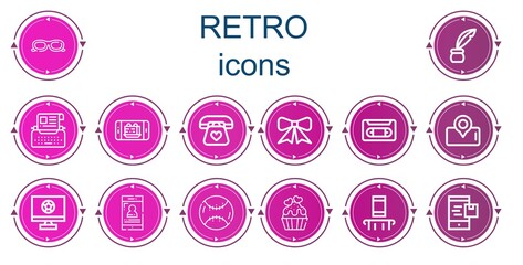 Editable 14 retro icons for web and mobile