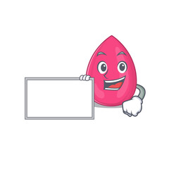 Cartoon character style of makeup sponge holding a white board