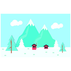 beautiful winter illustration background. cute winter season poster.