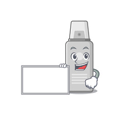 Cartoon character style of shaving foam holding a white board