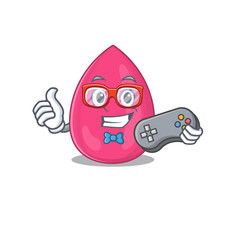 Cartoon Mascot design of makeup sponge gamer using controller