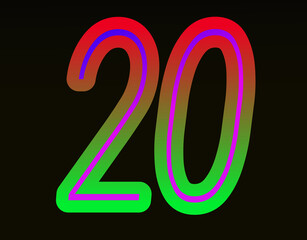  colorful Numbers set in hand drawn calligraphy style and black  background ,