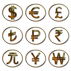 Obraz premium most used currency symbols.