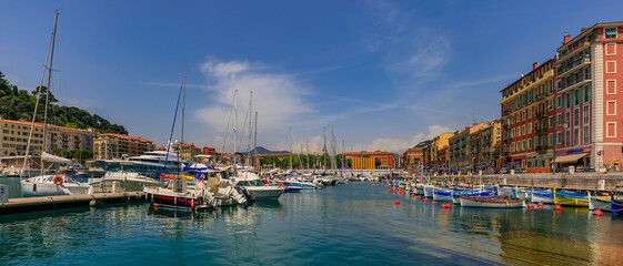 Old wooden boats in Lympia port in Nice France