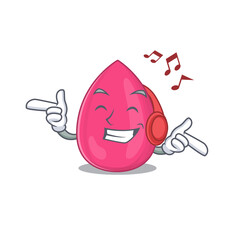 A Caricature design style of makeup sponge listening music on headphone