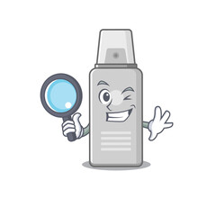 cartoon mascot design of shaving foam superb Detective breaking the case using tools