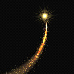 Gold comet on transparent background. © magr80