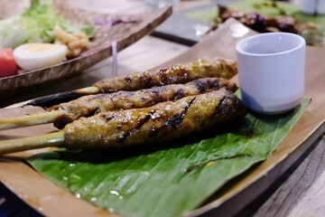 Minced Chicken Skewers with Grilled Lemongrass