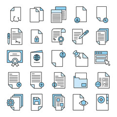 bundle of documents files office icons