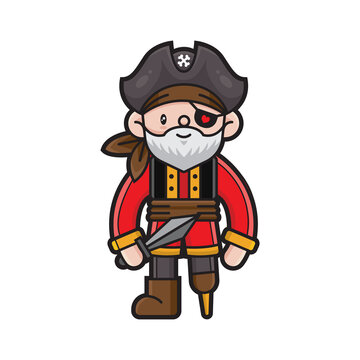 Illustration of cute pirates vector The Concept of Isolated Technology. Flat Cartoon Style Suitable for Landing Web Pages, Banners, Flyers, Stickers, Cards