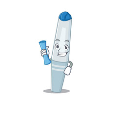 Caricature design concept of mascara Architect with new city landscape blue prints