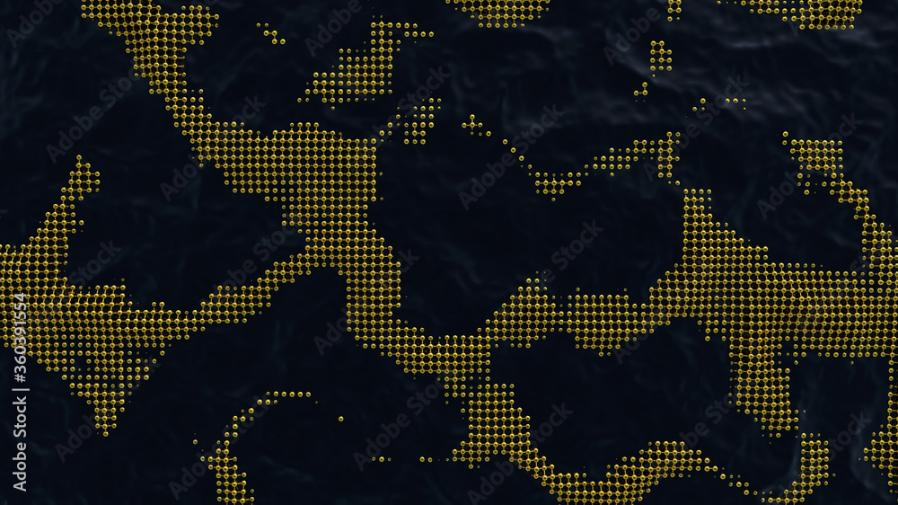 Poster abstract business science or technology background with golden lattice over the water surface. 3d il