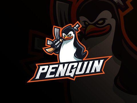 Penguin mafia mascot sport logo design
