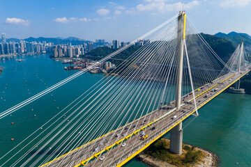 Fototapeta na wymiar Top view of Ting Kau bridge