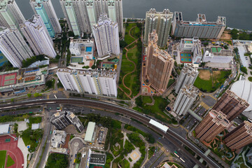 Top view of Hong Kong city