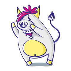 terrified cartoon bull on a white background. Isolated object. Vector illustration