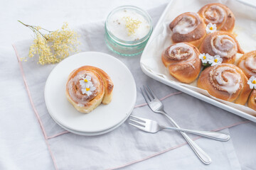 sweet home made elderflower lemon cinnamon rolls