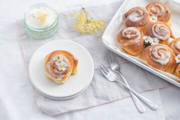 sweet home made elderflower lemon cinnamon rolls