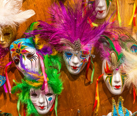 Colorful Masks Feathers Mardi Gras New Orleans Louisiana