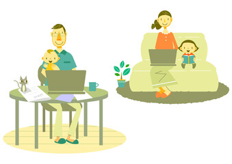 テレワーク　育児しながら働く夫婦