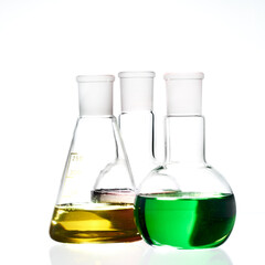 Glass flask with a chemical reagent.