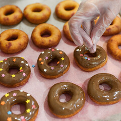 donut, donuts, baking, fresh, oven, deep-frying, butter, cafe, breakfast
