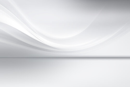 White grey perspective flow waves background. Abstract perspective creative interior. Modern business style. Empty room for presentation your product.