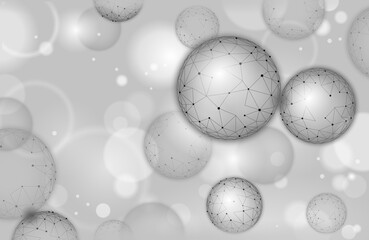 3D nanotechnology fullerene texture cyberspace. Nano fiber chemical modern material design. Atom molecule macro structure layer superconductor development vector illustration