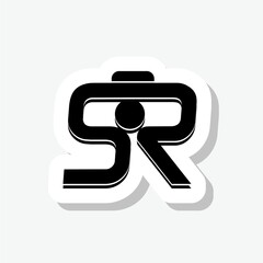 Letter SR Logo Sticker Isolated on gray background