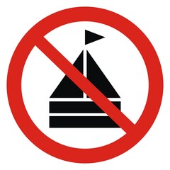 no camping, tent at red frame, vector icon