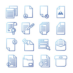 bundle of documents files office icons