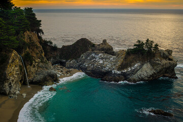 McWay Falls at sunset in Julia Pfeiffer Burns State Park, in Big Sur, California