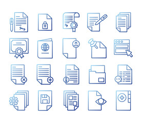 bundle of documents files office icons