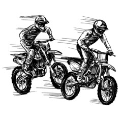 Fototapeta na wymiar Drawing of the motocross competition 