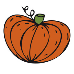 cute pumpkin, doodle vector decorative element for halloween celebration, color illustration