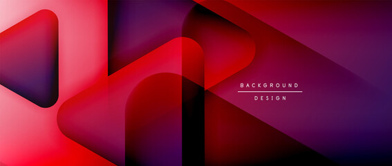 Triangle shapes geometric abstract background. 3D shadow effects and fluid gradients. Modern overlapping forms wallpaper for your text message